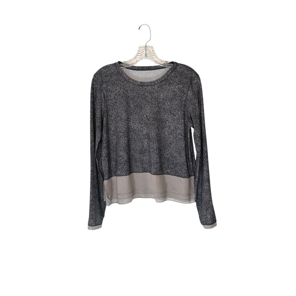 Lululemon Gray Speckled Long‎ Sleeve Mesh Athletic Performance Workout Top